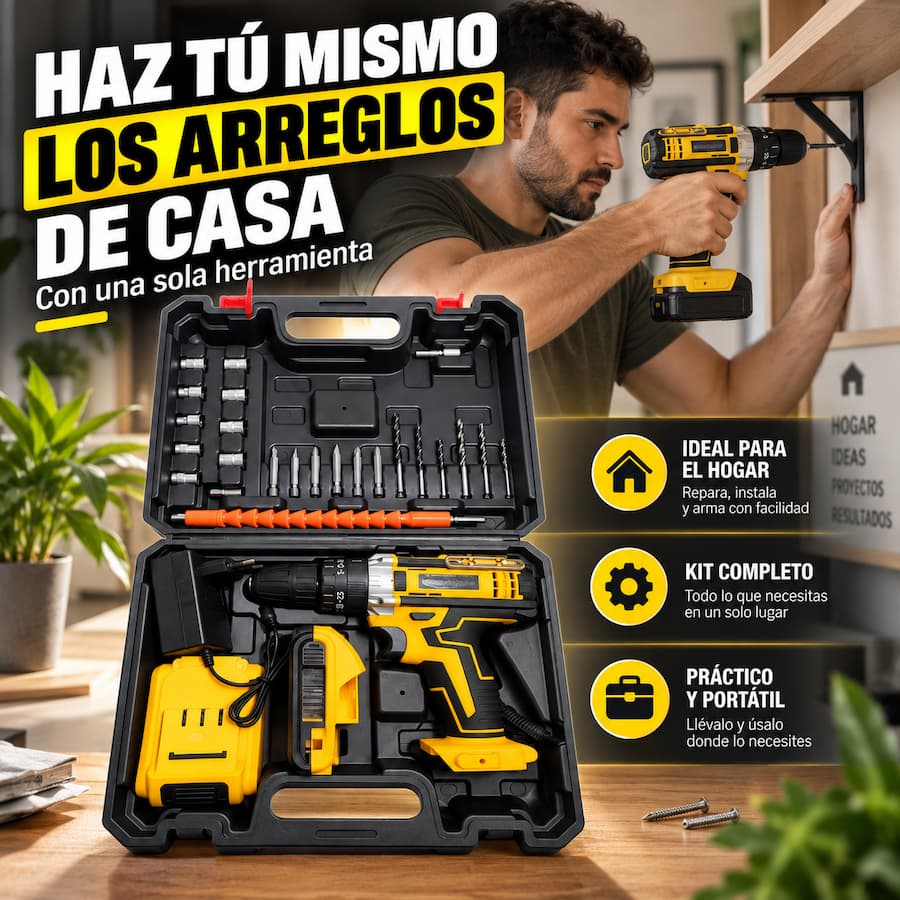 Taladro Inalámbrico + 2 Baterías | Resuelve con una sola herramienta 🔧